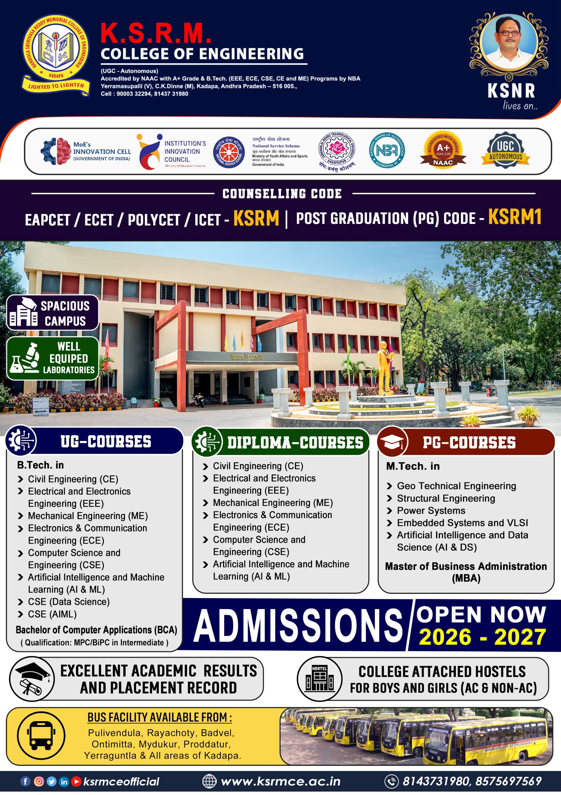 K.S.R.M. College of Engineering โ Admissions Open 2026-27